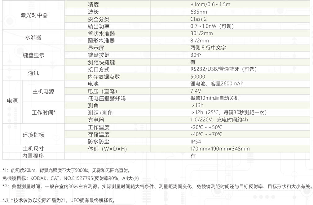 T3全站儀技術參數